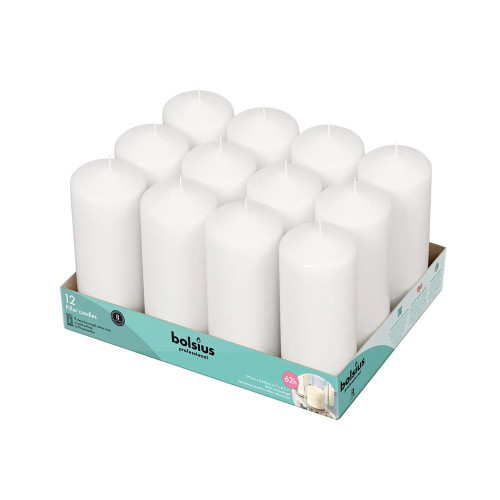 Bolsius Professional Pillar Candle - White  - 168/68mm  - Tray of 12