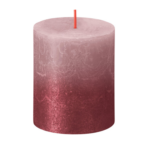 Bolsius Rustic Metallic Candle 80 x 68 - Faded Rose Red