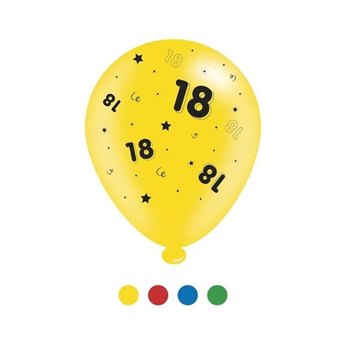 Age 18 Unisex Birthday Latex Balloons pk of 8(1/48)