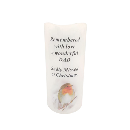 Dad LED Flickering Robin Candle 15CM
