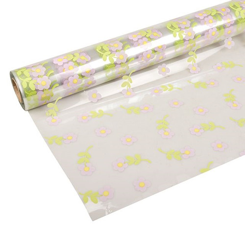 Cellophane Print Daisy Time Purple 80cm 100m