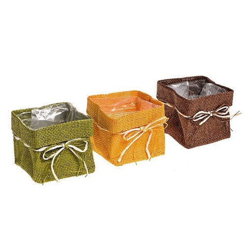 Jute Flower Pot Square Assorted Small