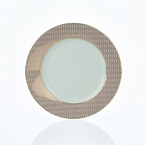 Side Plate Pink With Gold Geo Design