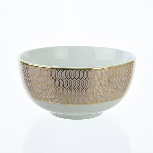 Bowl Pink With Gold Geo Print
