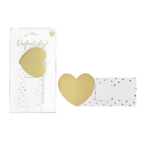 Gold Hearts Wedding Place Cards