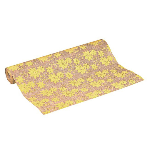 Jute Roll Floral Print Gold 5 m