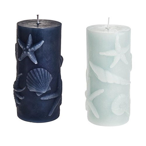 Ocean Candle Embossed Assorted Blue Large