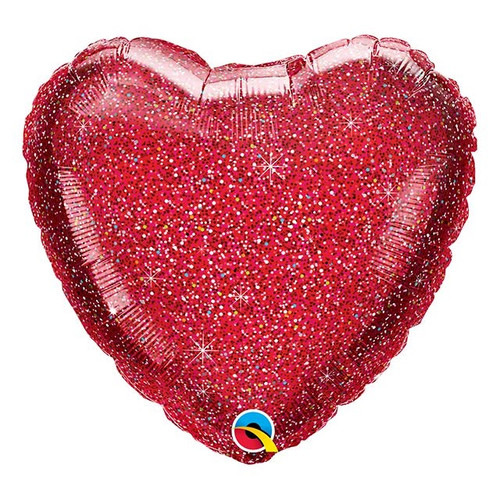 RED Heart Shaped Balloon Glitter