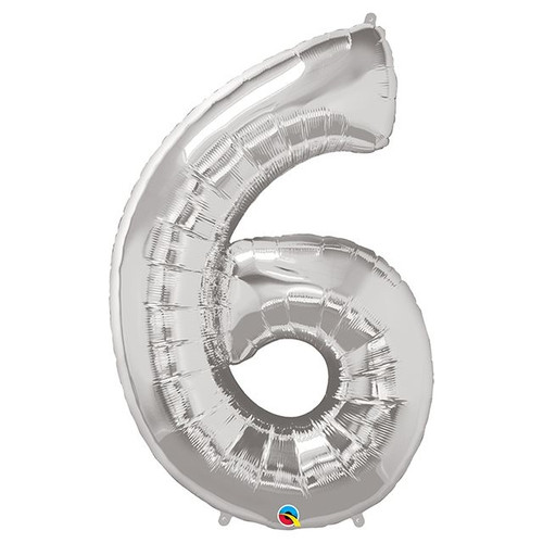 Balloon Number 6 86Cm Silver