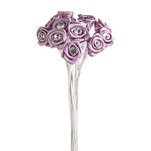 Ribbon Rose Diamante Lilac