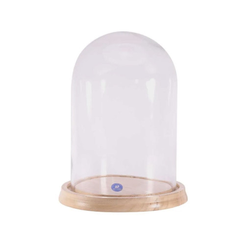 34.5cm H Glass Dome with Wooden Base  (1/4)