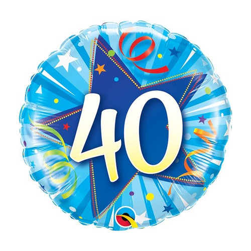 Foil Balloon 46Cm 40Th Bblue