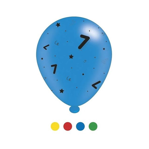 Age 7 Unisex Birthday Latex Balloons pk of 8 (1/48)