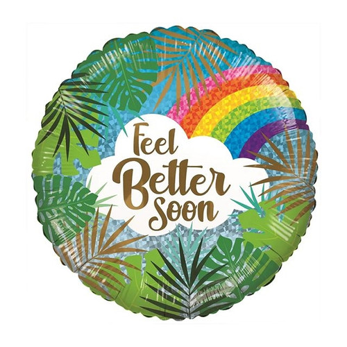 Balloon Eco Feel Better Soon Leaves & Rainbow