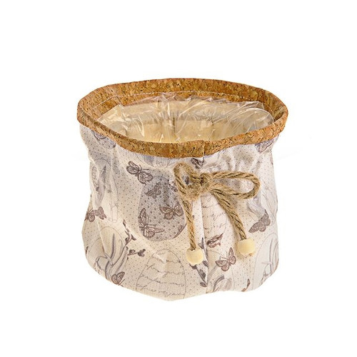 Delicate Print Fabric Pot Cover Plastic Lined Sml