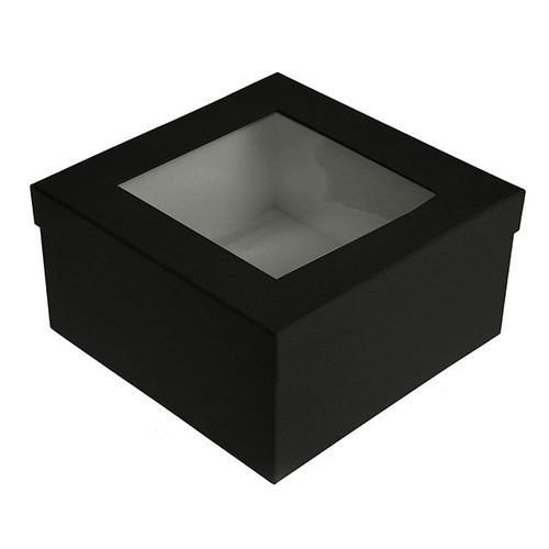 Flower Box Square Transparent Lid Black