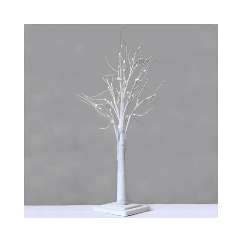 90cm White Tree W/36 Wht LED Lights w/ Transformer (6) Textured finish