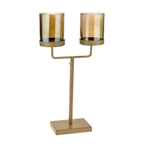 Garda Candle Stand Antique Gold 2 Arm 50.5Cm