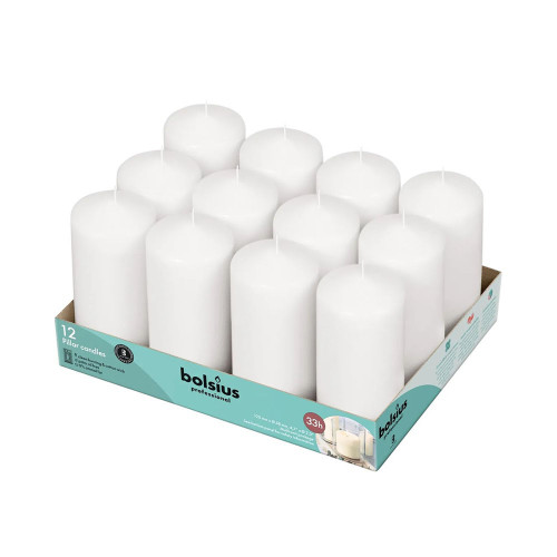 Bolsius Professional Pillar Candle - White  - 118/58mm  - Tray of 12