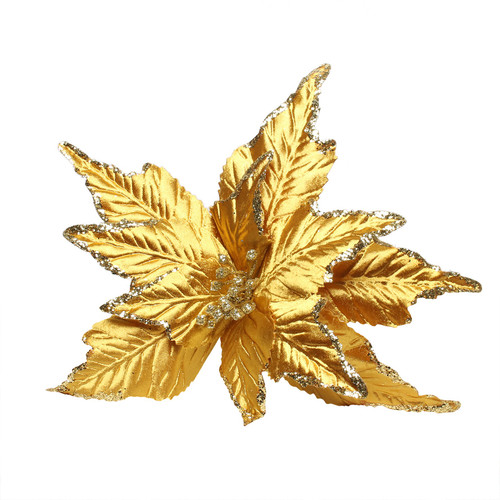 Poinsettia pick lrg Gold 