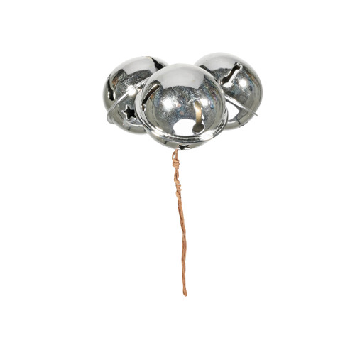 5cm Bells on wire x 3 Silver