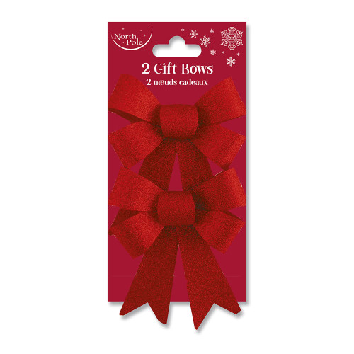 2PK Glitter Bows Red 