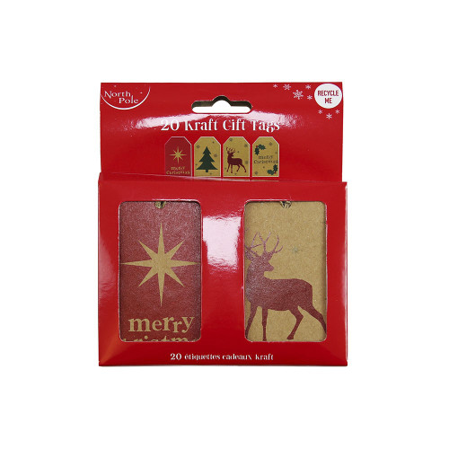 20pk Kraft Merry Christmas Gift Tags 