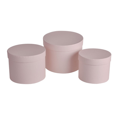 Hat Box Pale Pink Set of 3 Largest - D19 x H14.4cm