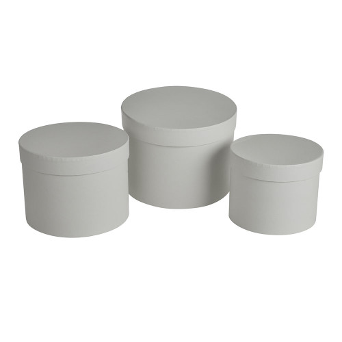 Hat Box Grey Set of 3 Largest - D19 x H14.4cm