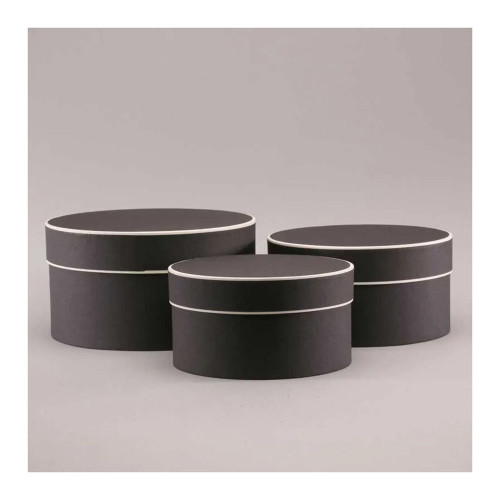 Set of 3-Round Hat Boxes-Black