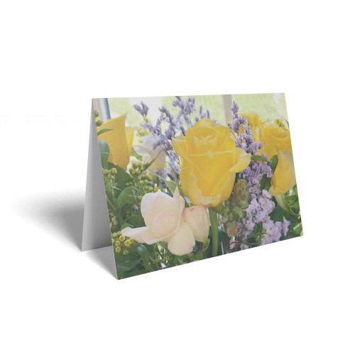 Folded Card Yellow Rose  - 10 x 7cm - Pack 25