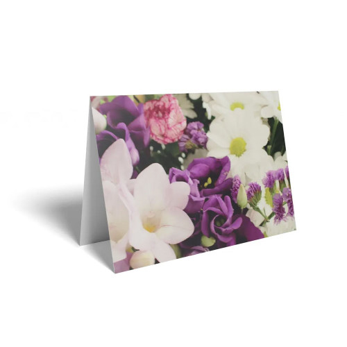 Folded Card Mixed Flowers - 10 x 7cm - Pack 25