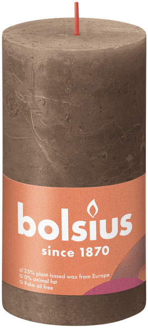 Bolsius Rustic Shine Pillar Candle 130 x 68 - Suede Brown