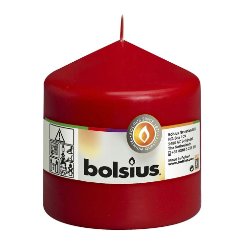 Bolsius Pillar candle Red, single in cello (100 mm x 98 mm)