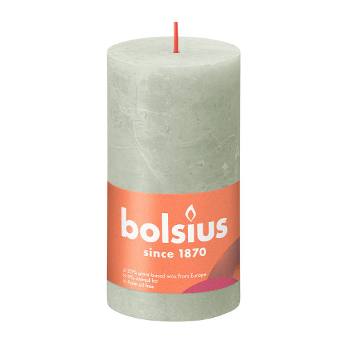 Bolsius Rustic Shine Pillar Candle 130 x 68 - Foggy Green