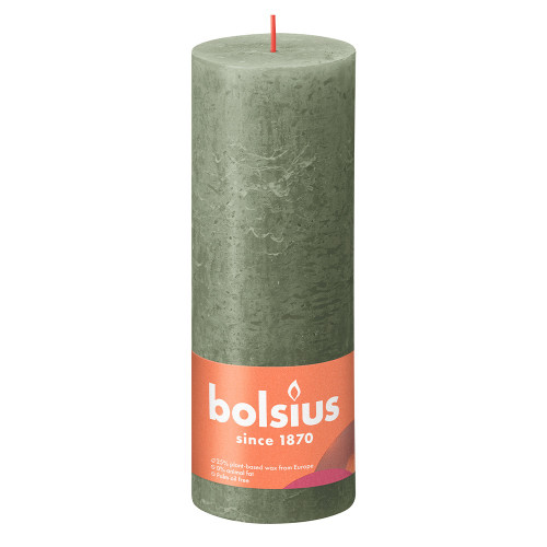 Bolsius Rustic Shine Pillar Candle 190 x 68 - Fresh Olive