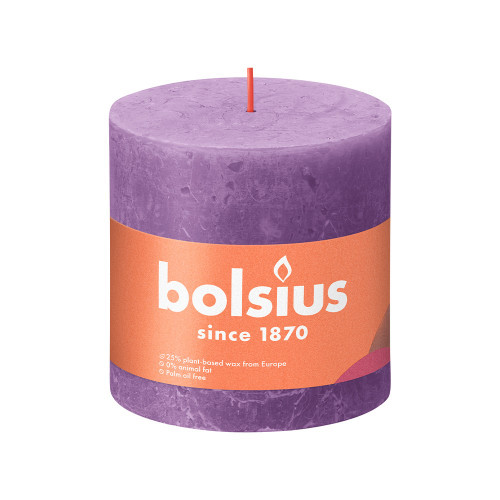 Bolsius Rustic Shine Pillar Candle 100 x 100 - Vibrant Violet