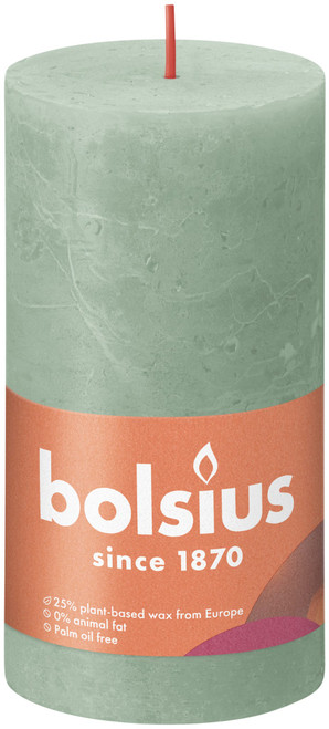 Bolsius Rustic Shine Pillar Candle 130 x 68 - Sage Green