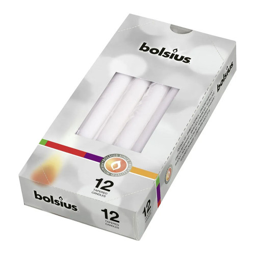 Tapered Candle, Individually wrapped in cello bx12 - White