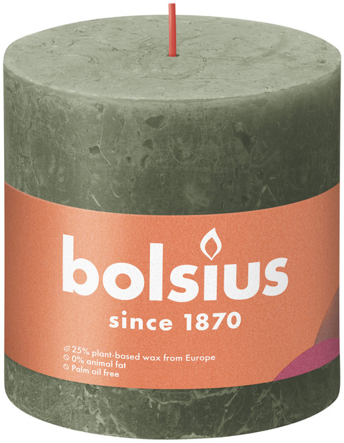 Bolsius Rustic Shine Pillar Candle 100 x 100 - Fresh Olive