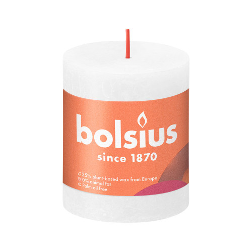 Bolsius Rustic Shine Pillar Candle 80 x 68 - Cloudy White