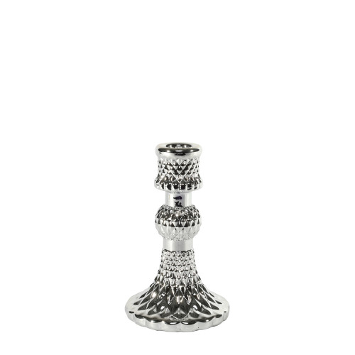 Juliet Candlestick- Electroplate Silver  Glass H13cm