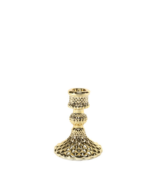 Flora Candlestick - Electroplate Gold Glass H10cm