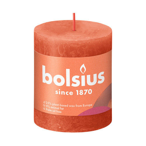 Bolsius Rustic Shine Pillar Candle 80 x 68- Earthy Orange