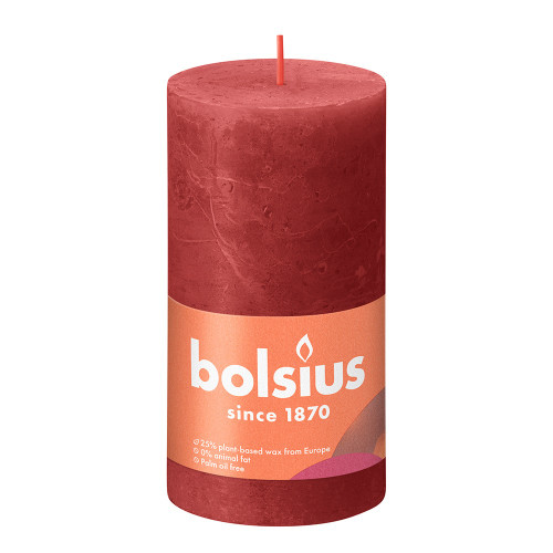 Bolsius Rustic Shine Pillar Candle 130 x 68 - Delicate Red