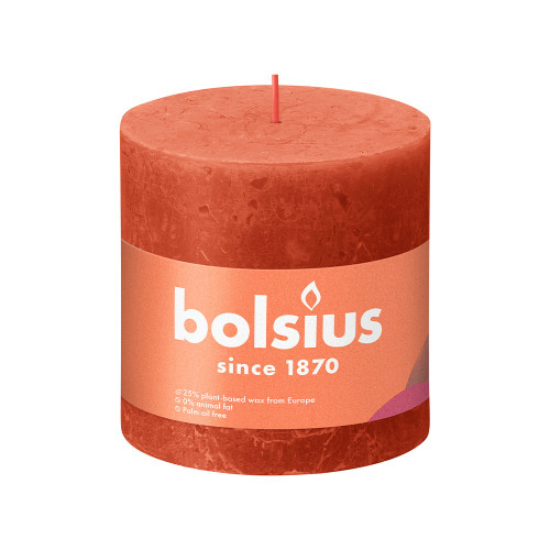 Bolsius Rustic Shine Pillar Candle 100 x 100 - Earthy Orange