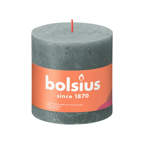 Bolsius Rustic Shine Pillar Candle 100 x 100 - Rustic Eucalyptus Green