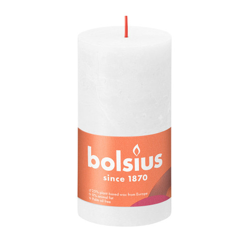 Bolsius Rustic Shine Pillar Candle 130 x 68- Cloudy White