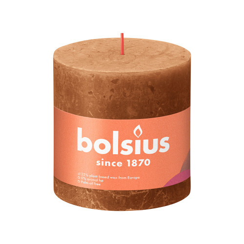 Bolsius Rustic Shine Pillar Candle 100 x 100 - Spice Brown