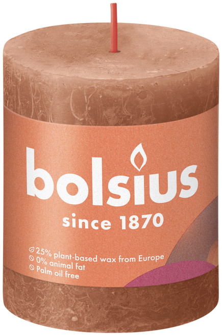 Bolsius Rustic Shine Pillar Candle 80 x 68 - Rusty Pink